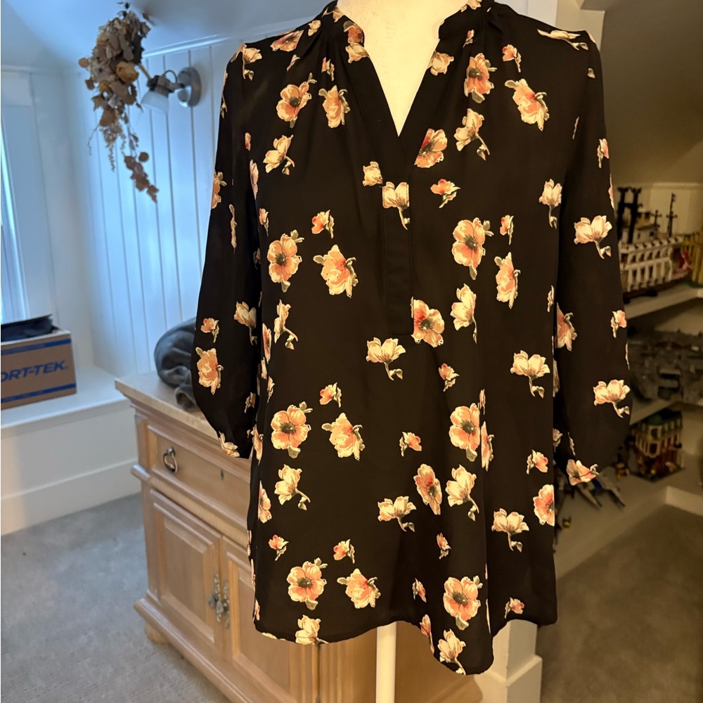 Floral Black sheer shirt